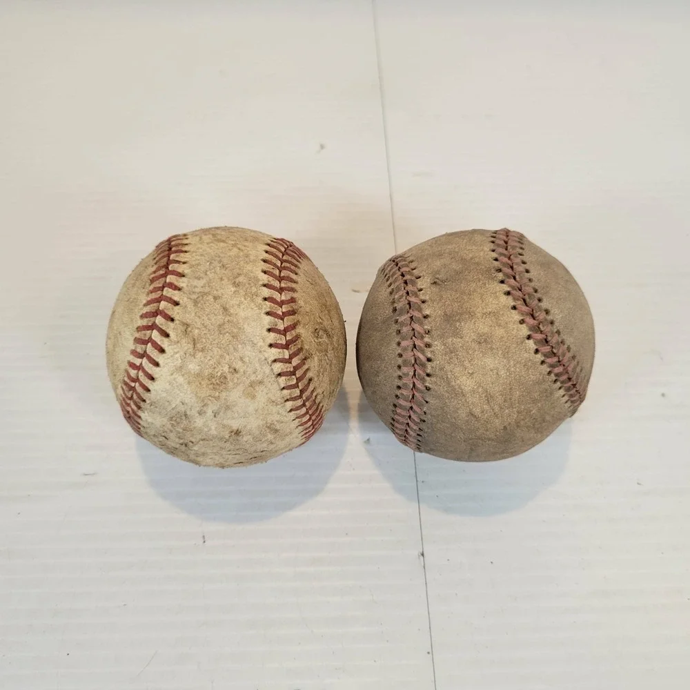 Lot Of 2 Vintage Baseballs Stitched Leather Ball Unknown Origin